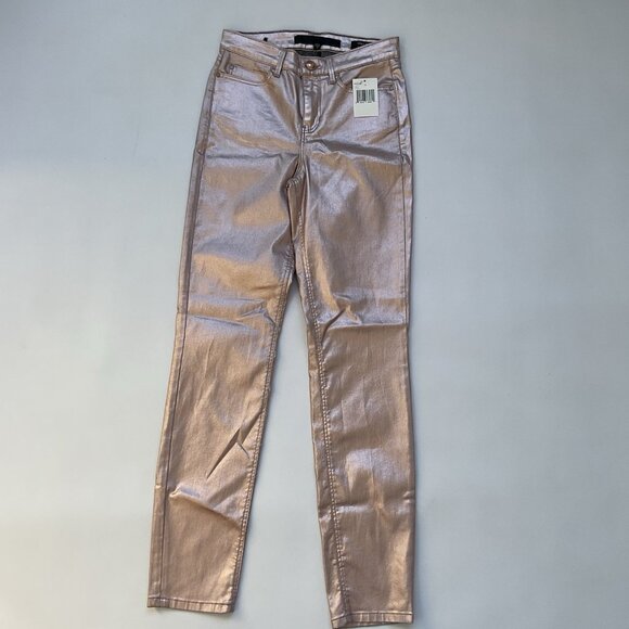 Guess Women’s 1981 High Rise Skinny Jeans Foil Gold Metallic Size 28 - Picture 2 of 8
